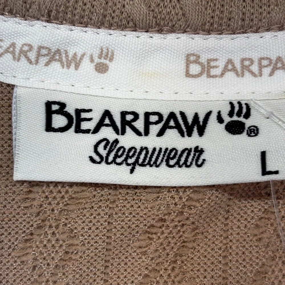 Bearpaw Nightgown Women Large Tan Cable Textured‎ Henley Sleep Shirt Pajamas New